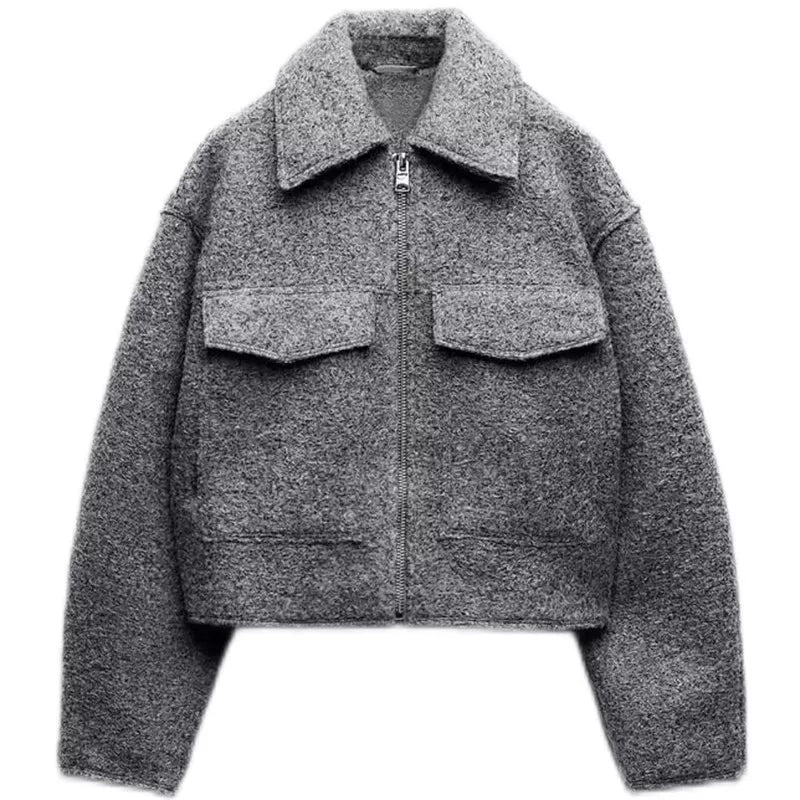 Jaghds | Spring Autumn Bouclé Short Jacket for Women in Casual European Style