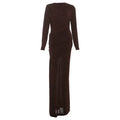 Jaghds | European Style Retro Solid Color Long-Sleeved Dress with Pleated Waist
