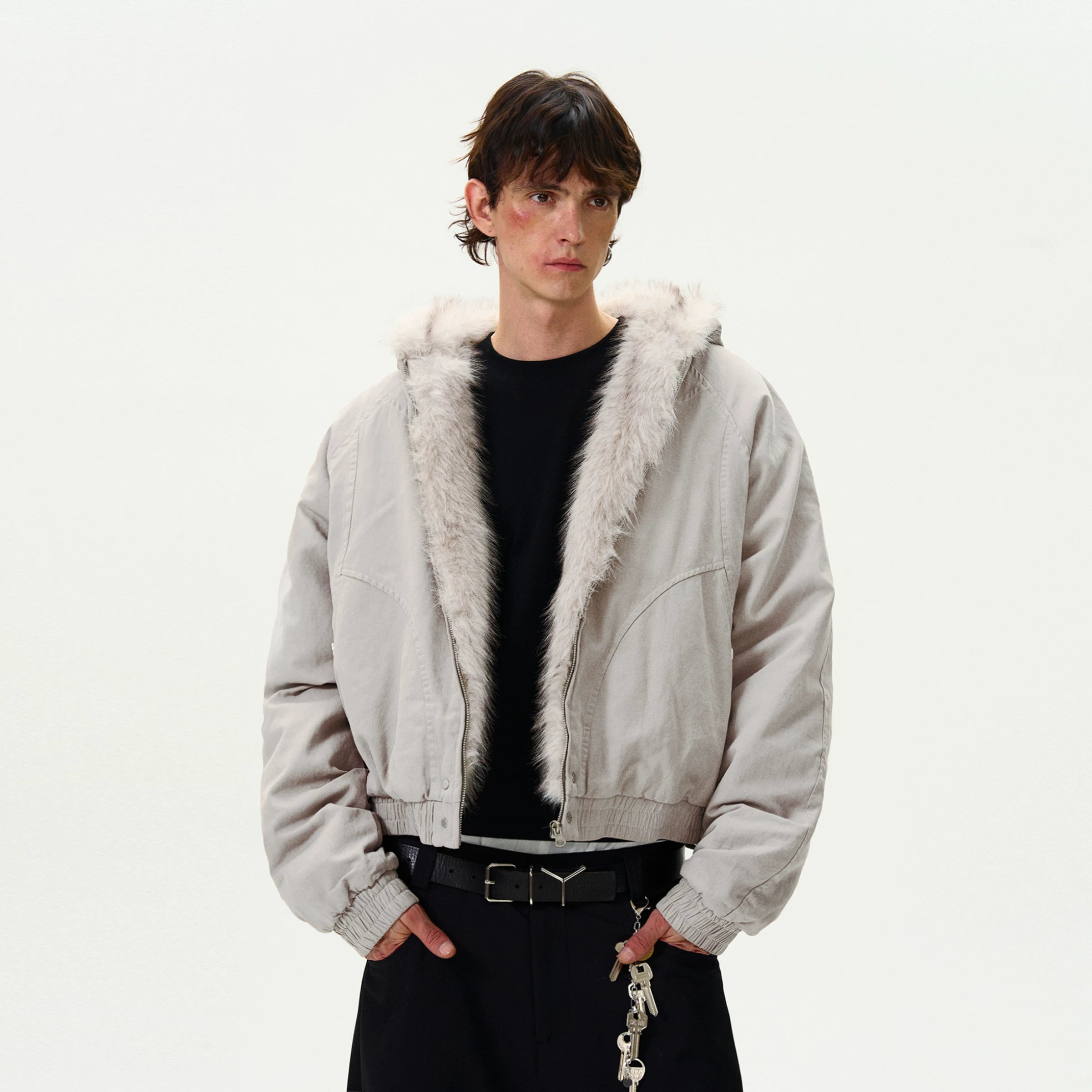 Jaghds | Unisex Velvet Panel Jacket with Deconstructed Design and Loose Casual Fit