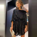 Jaghds | Sparkling Sequin Dress with Lace-Up Waist for Evening Events