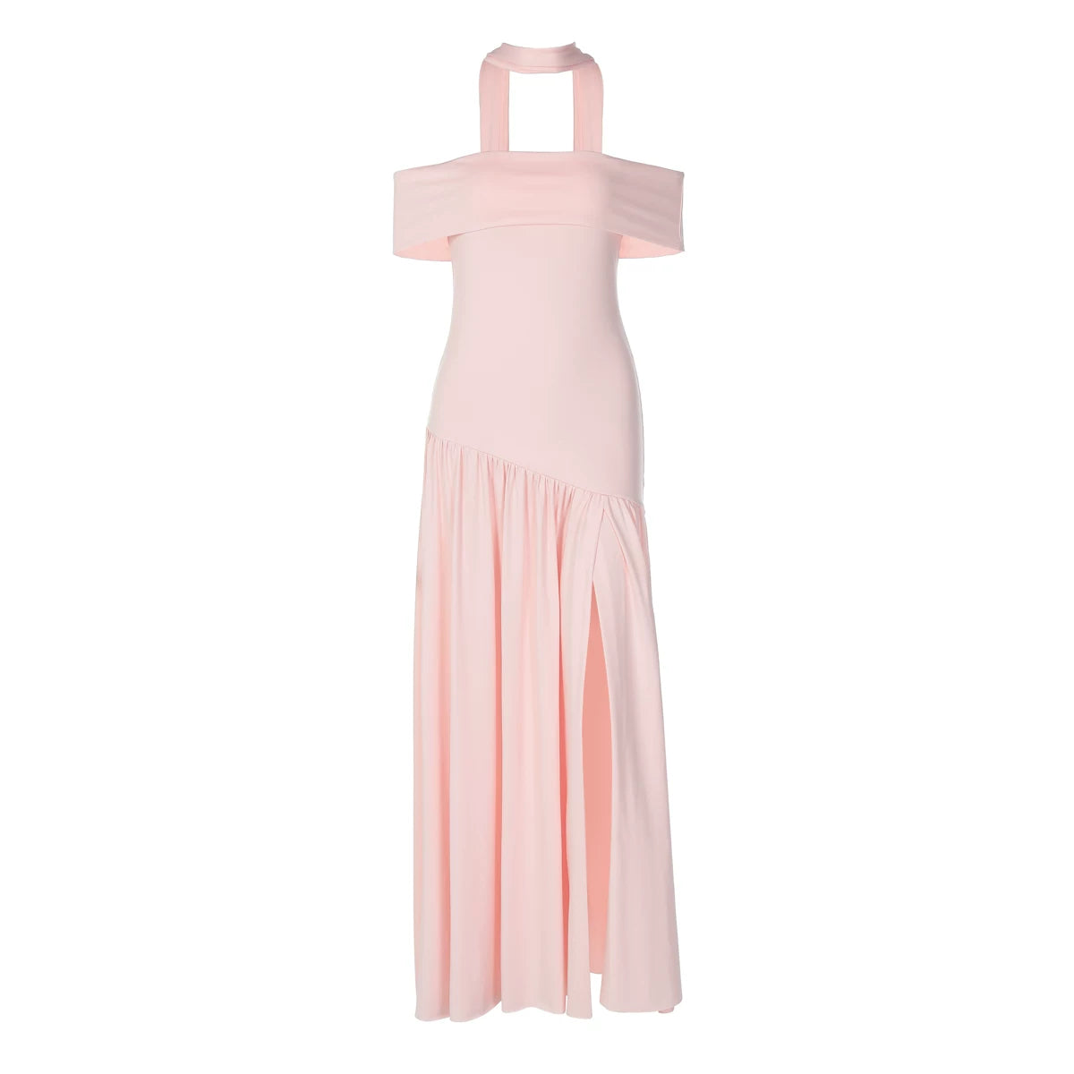 Jaghds | Strapless Ruffle Maxi Dress with High Waist and Side Slit