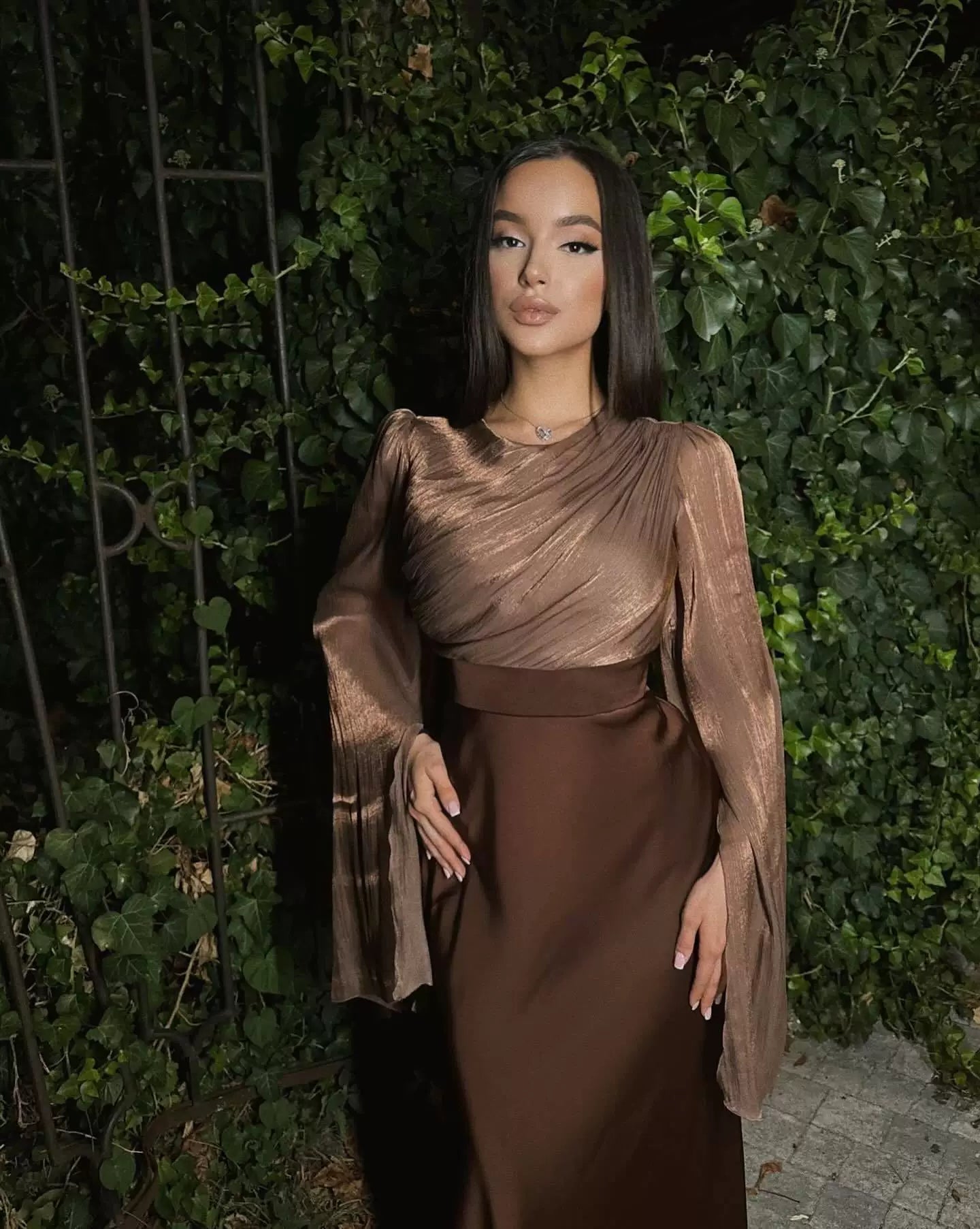 Jaghds | Women’s Autumn Round Neck Bat Sleeve Light Luxurious Dress