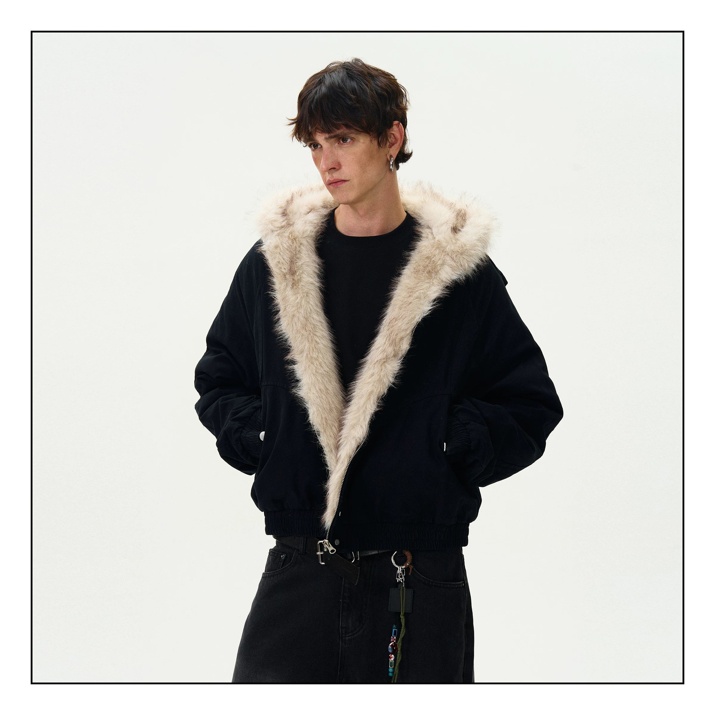 Jaghds | Unisex Velvet Panel Jacket with Deconstructed Design and Loose Casual Fit