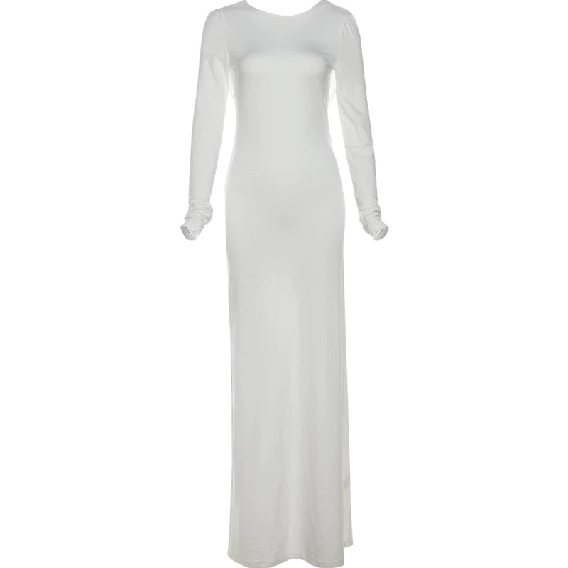 Jaghds | European and American Solid Color Backless Floor-Length Dress