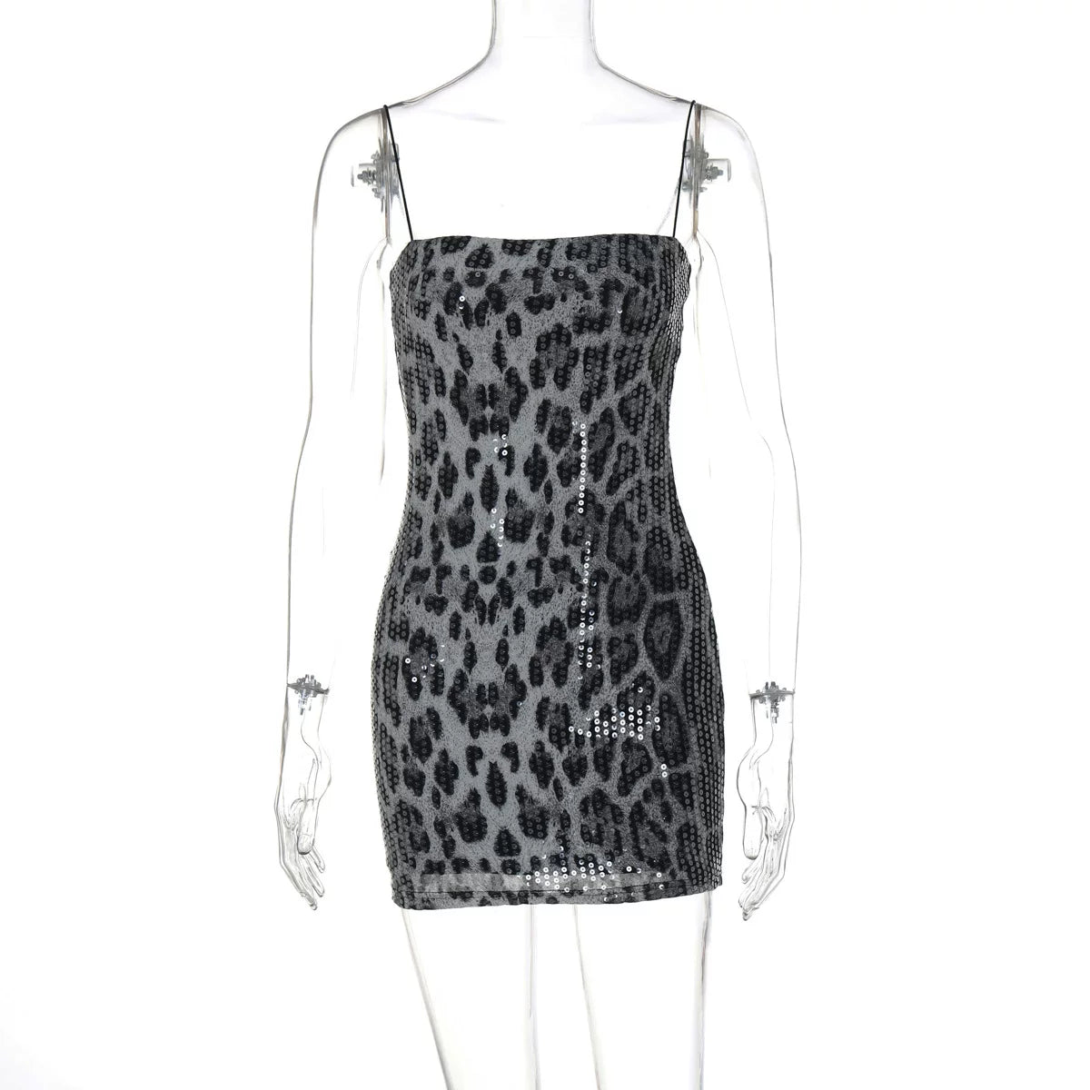 Jaghds | Women’s Summer Leopard Print Sequin Suspender Dress