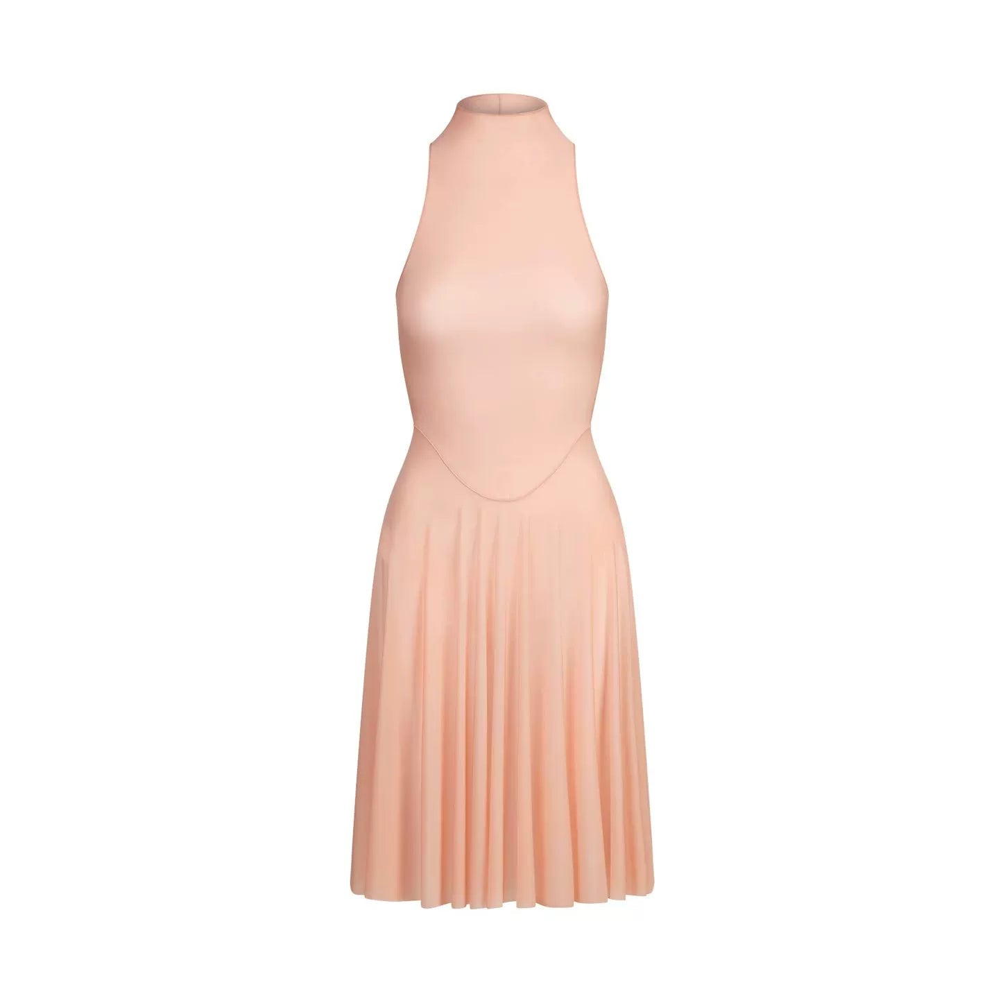 Jaghds | Sleeveless Pleated Midi Dress with High Collar and Elegant Silhouette