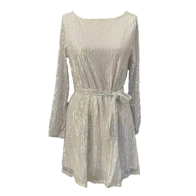 Jaghds | Sparkling Sequin Dress with Lace-Up Waist for Evening Events