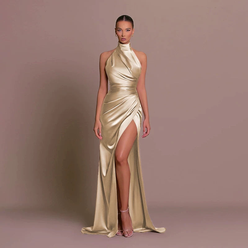 Jaghds | High-End Satin Slit Dress for Women’s Annual Party