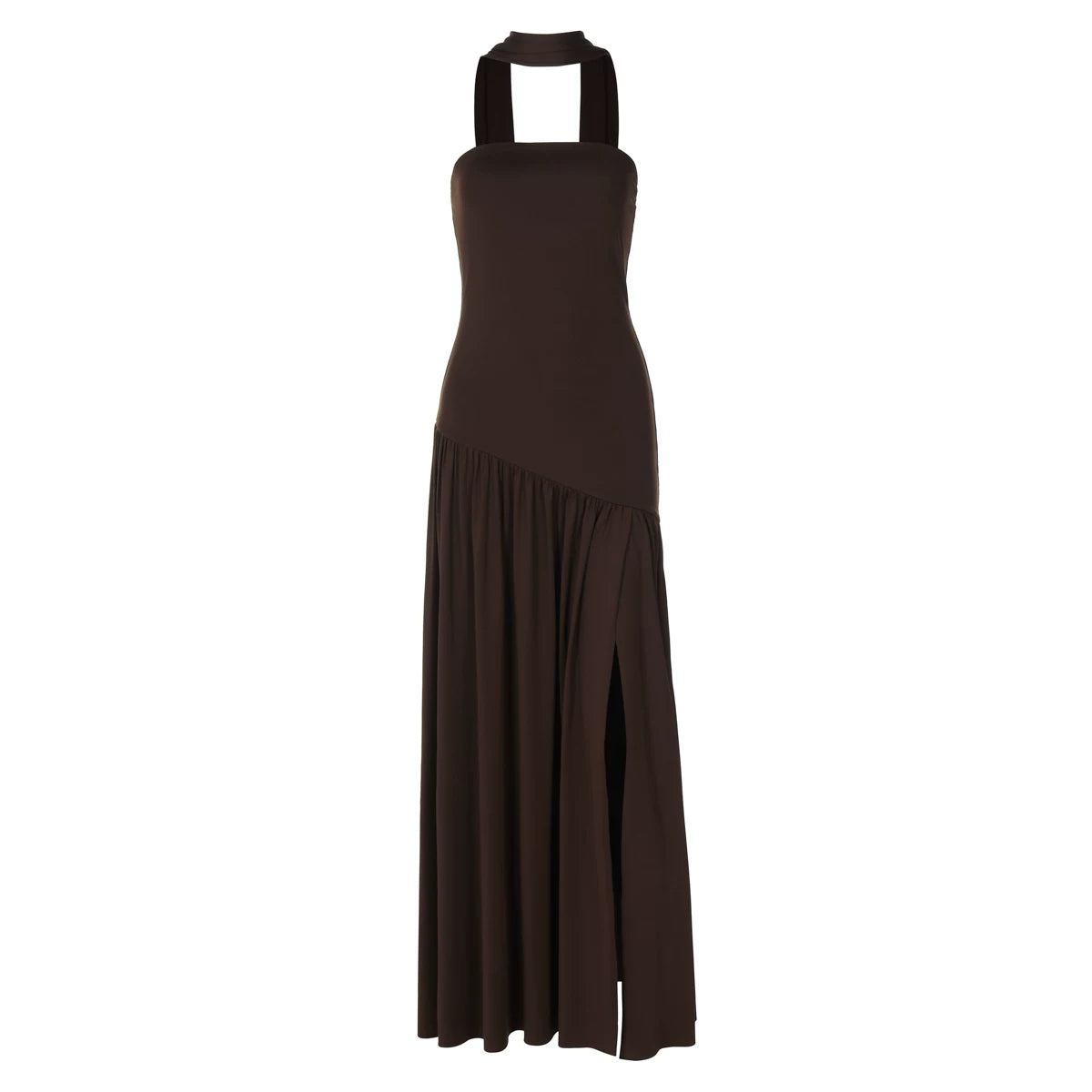 Jaghds | European Style One-Line Collar Tube Top Dress with High Slit