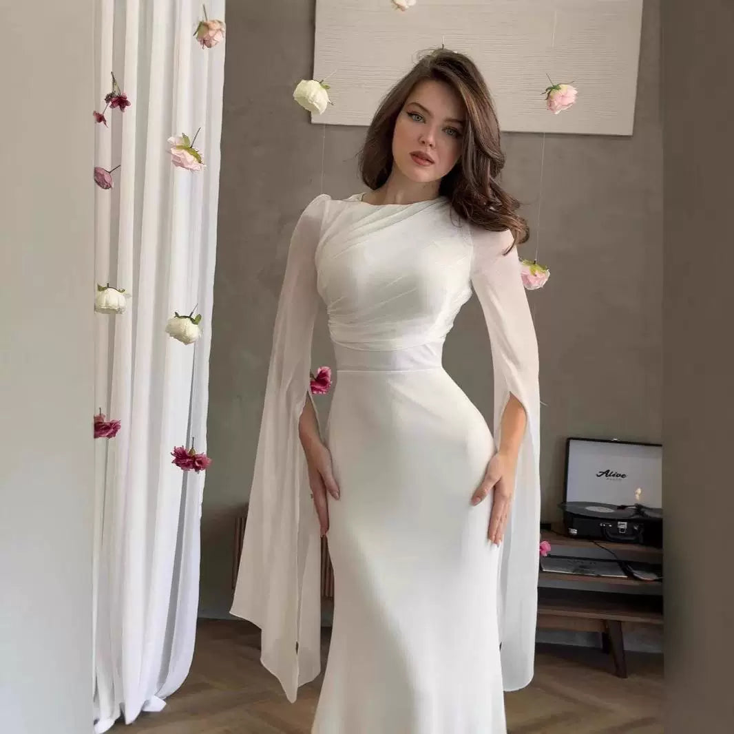 Jaghds | Women’s Autumn Round Neck Bat Sleeve Light Luxurious Dress