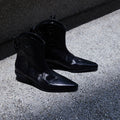 Jaghds | Ankle Boots for Women in Wrinkled Buffalo Leather with V-Cut Thick Heel Design