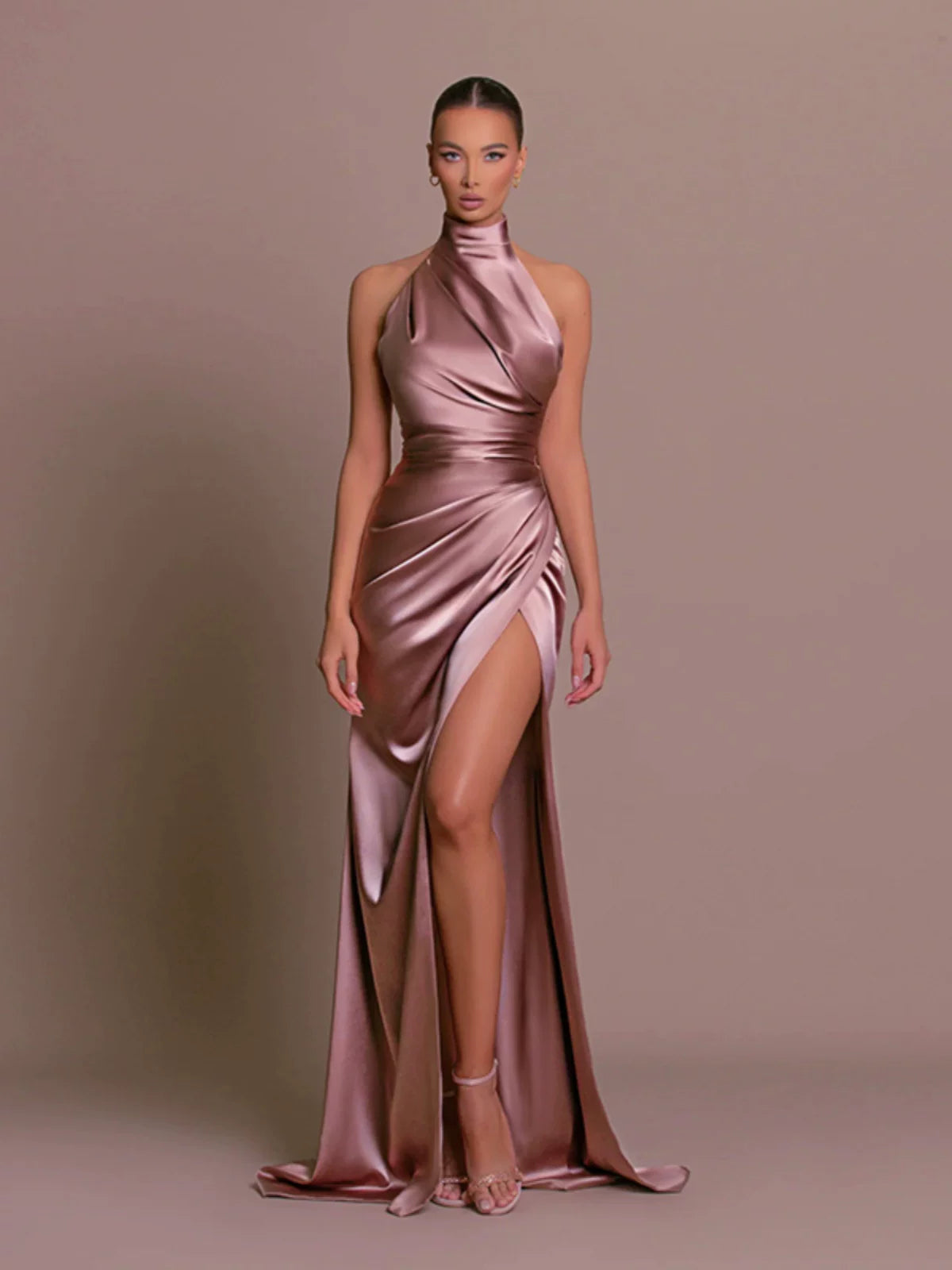 Jaghds | High-End Satin Slit Dress for Women’s Annual Party