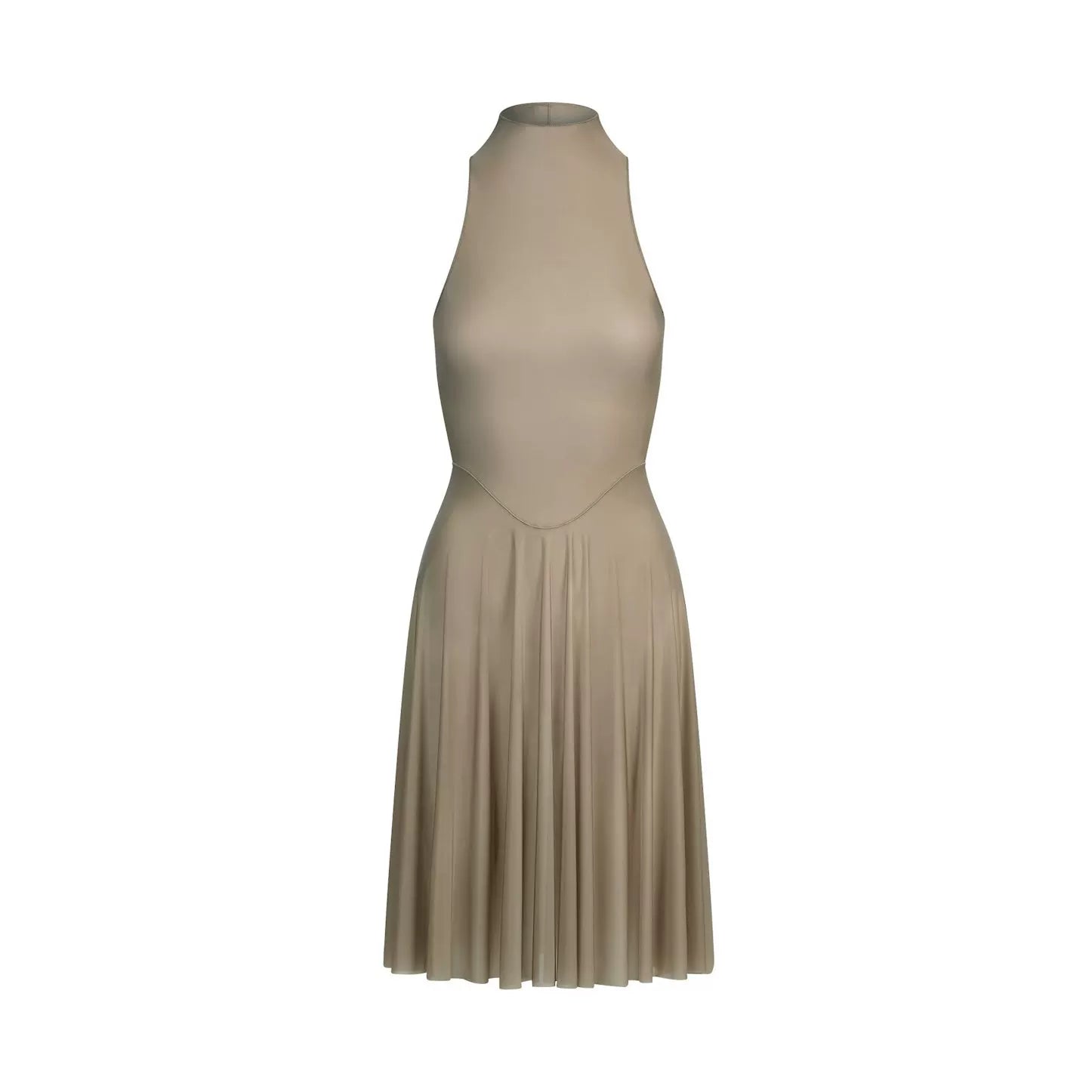 Jaghds | Sleeveless Pleated Midi Dress with High Collar and Elegant Silhouette