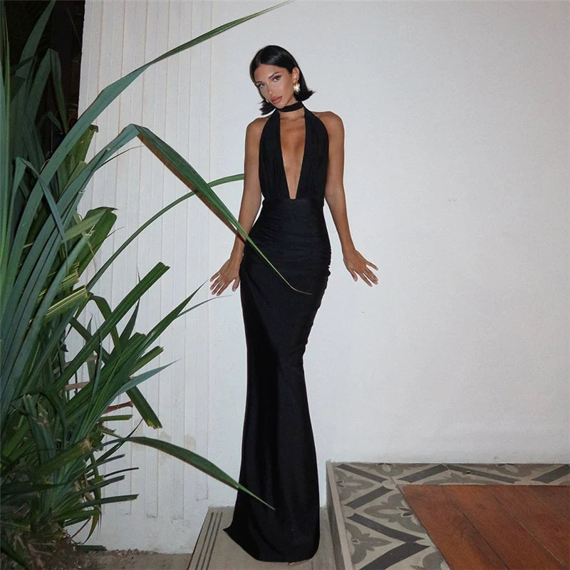 Jaghds | V-Neck Cutout Dress with Modern European Style