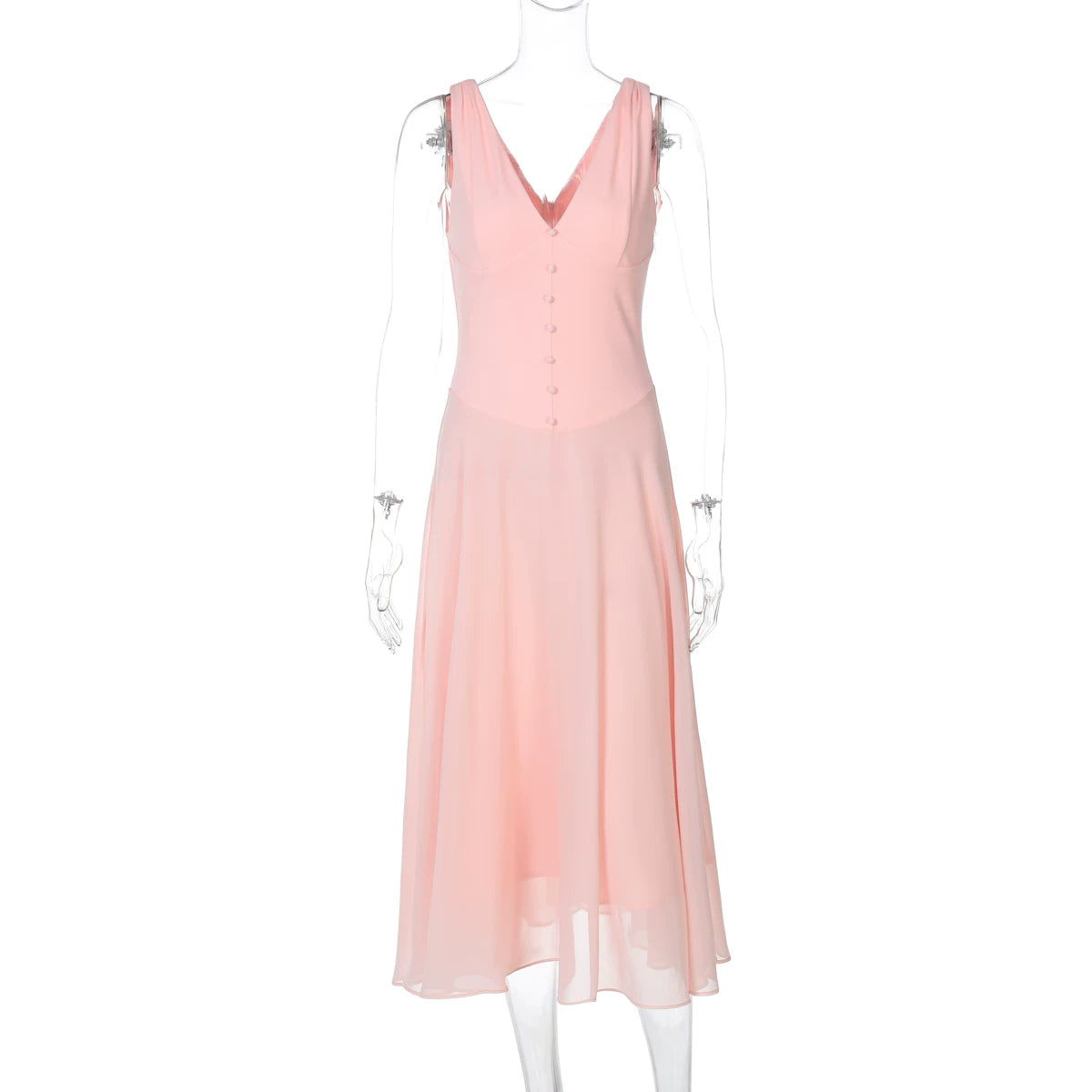 Jaghds | European and American Style V-Neck Satin Mesh Dress