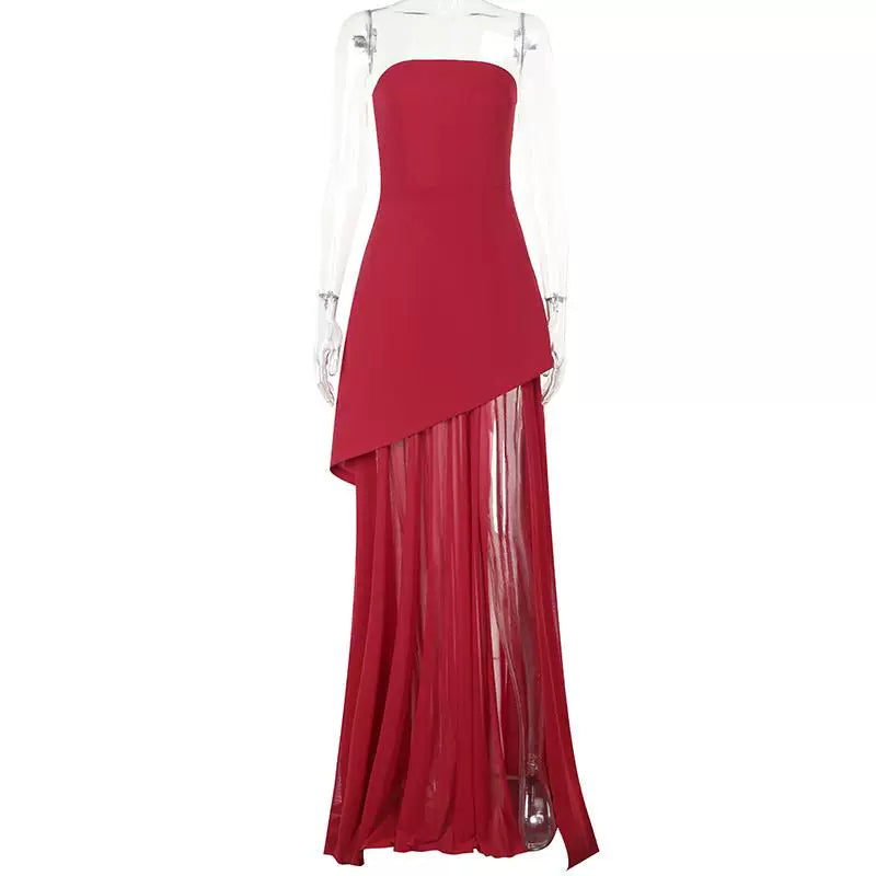 Jaghds | Tube Top Dress with Side Slit and Long Skirt for Women