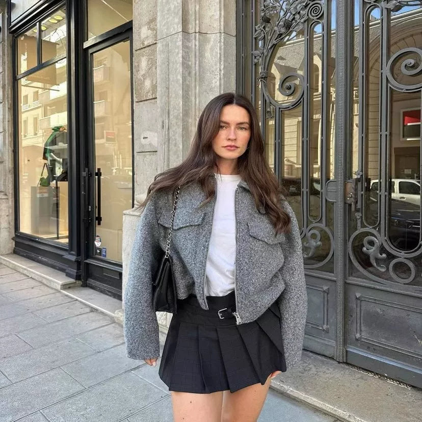 Jaghds | Spring Autumn Bouclé Short Jacket for Women in Casual European Style