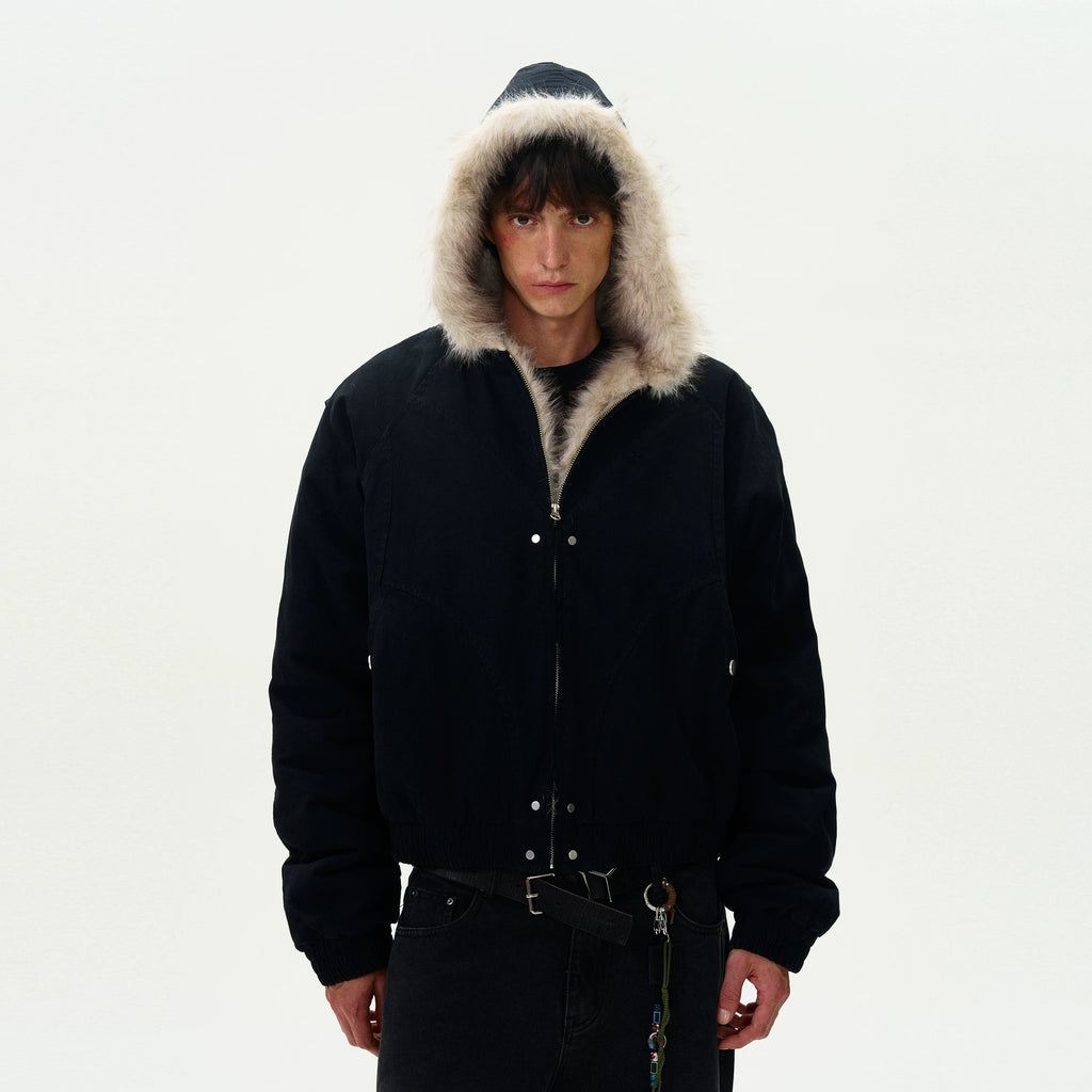 Jaghds | Unisex Velvet Panel Jacket with Deconstructed Design and Loose Casual Fit