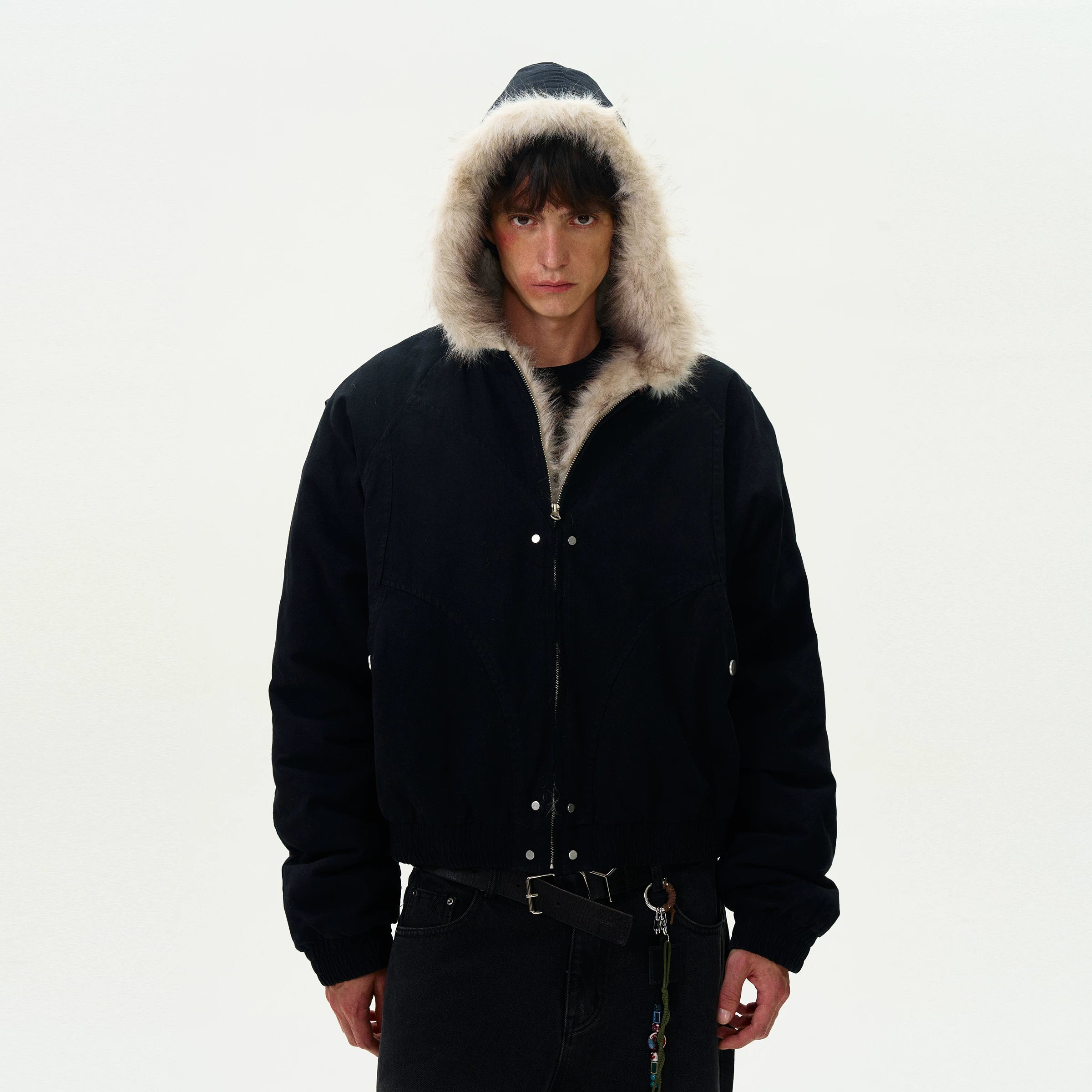 Jaghds | Unisex Velvet Panel Jacket with Deconstructed Design and Loose Casual Fit