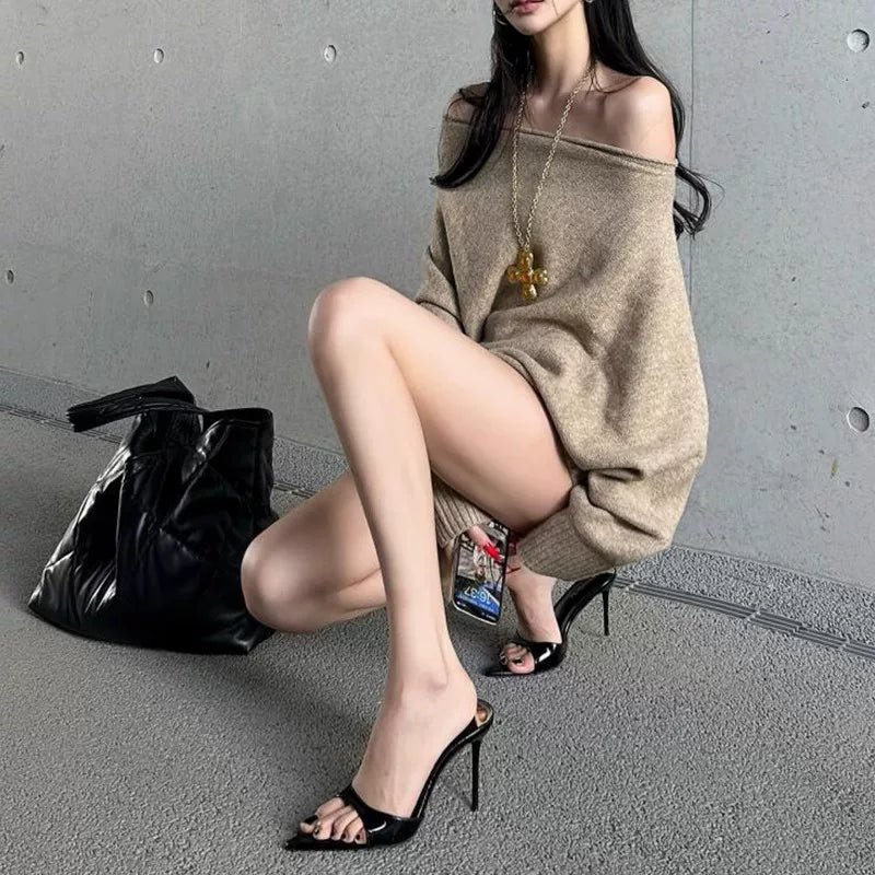 Jaghds | Summer Pointed Toe Stiletto Sandals for Women in Patent Leather with Adjustable Strap