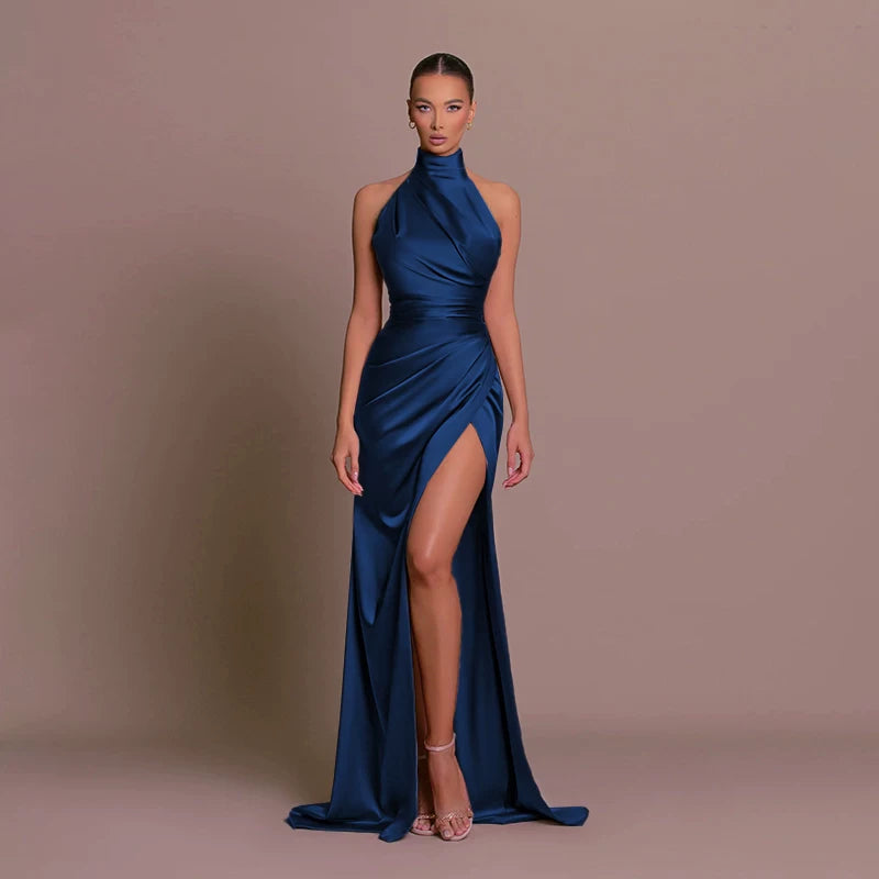 Jaghds | High-End Satin Slit Dress for Women’s Annual Party