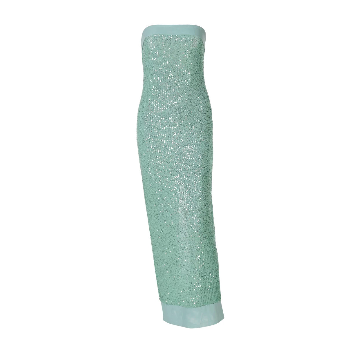 Jaghds | High-End Royal Style Mint Green Sequin Tube Top Backless Dress