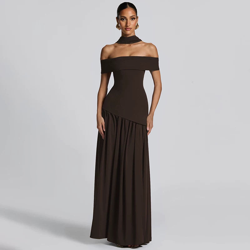 Jaghds | Strapless Ruffle Maxi Dress with High Waist and Side Slit