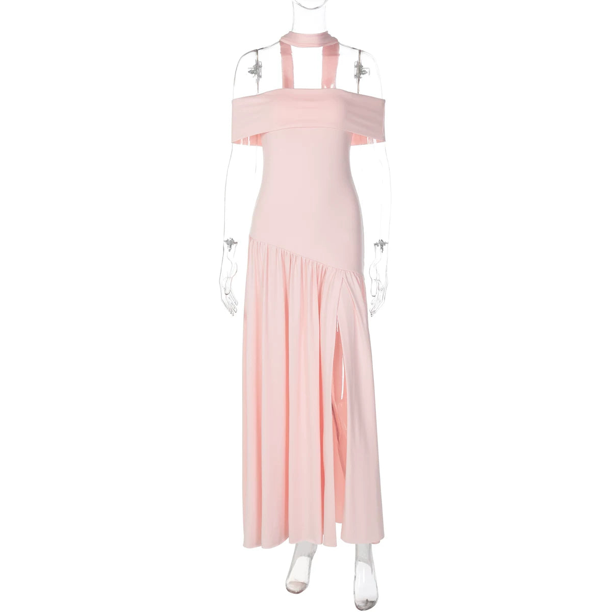 Jaghds | Strapless Ruffle Maxi Dress with High Waist and Side Slit