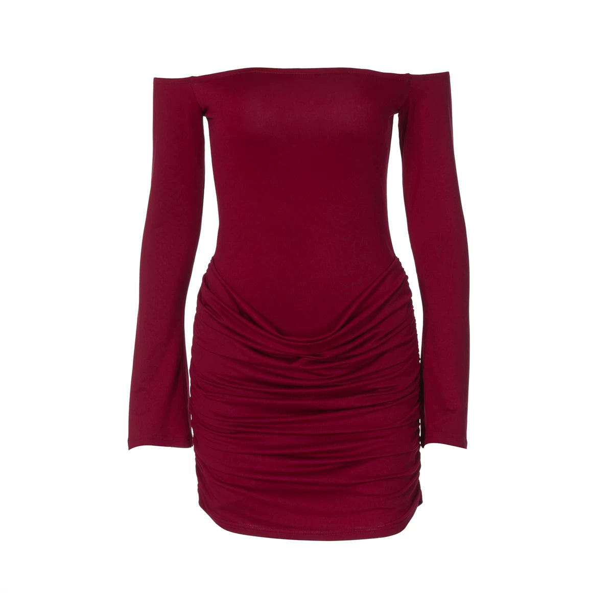 Jaghds | Off-Shoulder Long Sleeve Pleated Mini Dress for Women