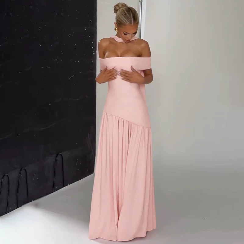 Jaghds | Strapless Ruffle Maxi Dress with High Waist and Side Slit