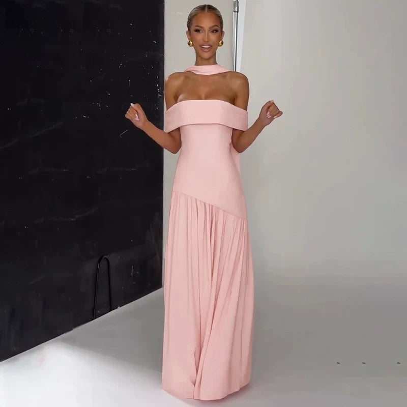 Jaghds | Strapless Ruffle Maxi Dress with High Waist and Side Slit