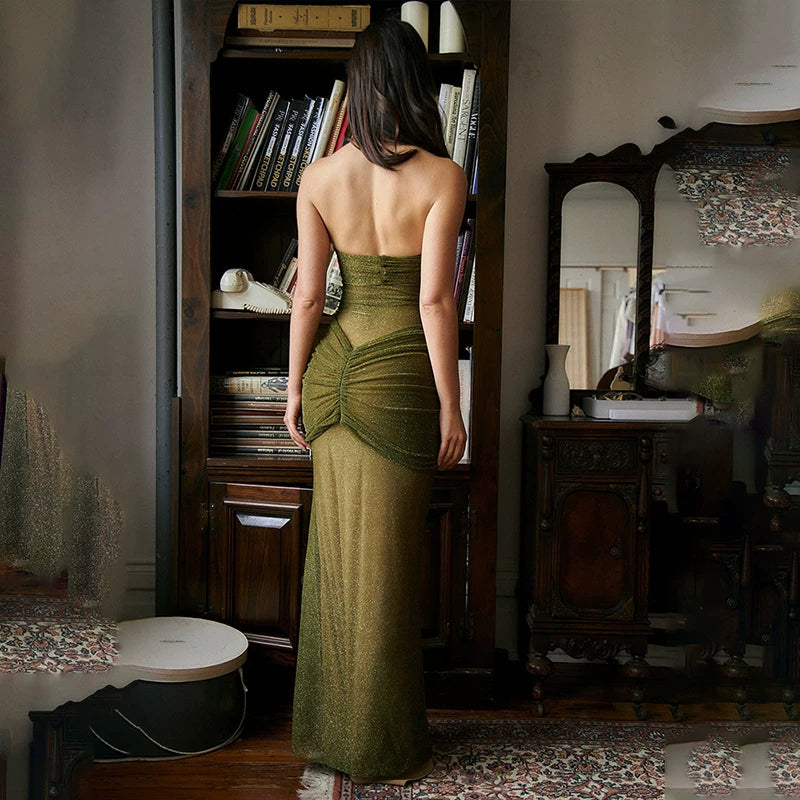 Jaghds | European Style Tube Top Fishtail Dress with Open Back