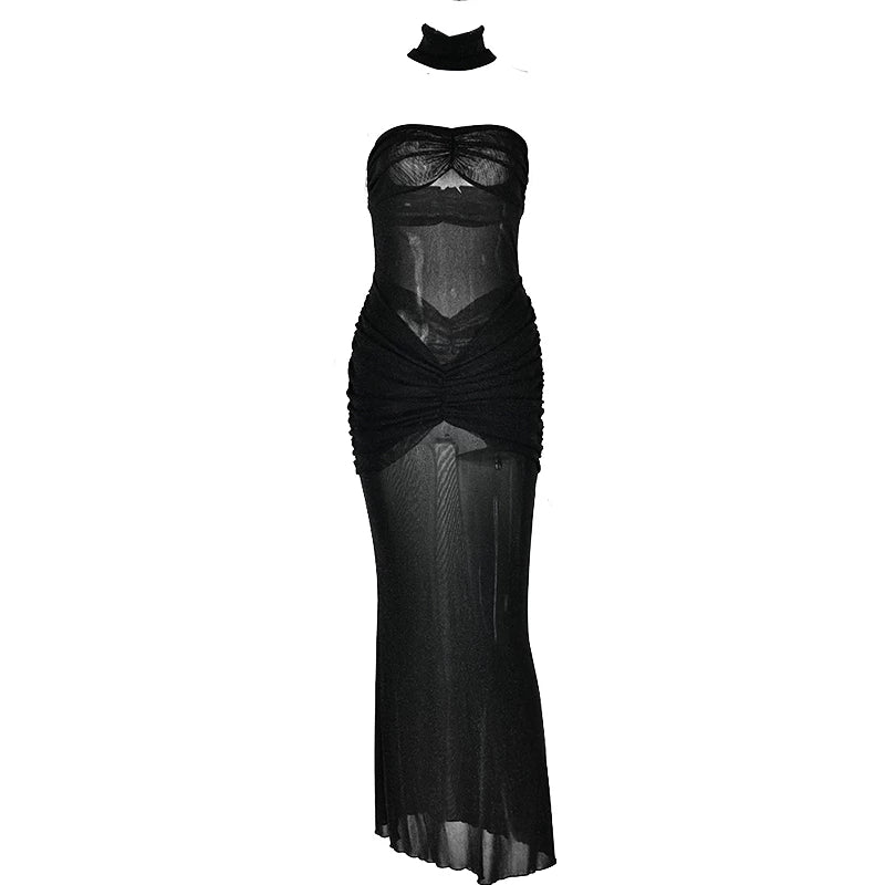 Jaghds | European Style Tube Top Fishtail Dress with Open Back