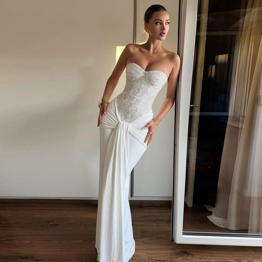 Jaghds | Women’s Summer Tube Dress with Twist Tie and Fishtail Design