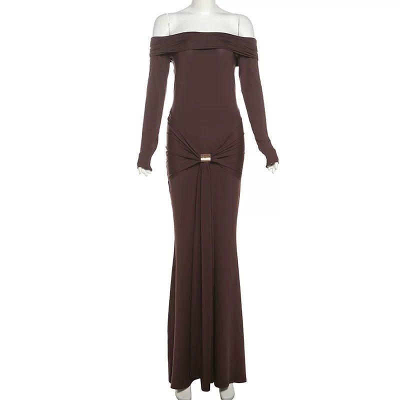 Jaghds | Elegant One-Shoulder Long-Sleeved Backless Dress for Women