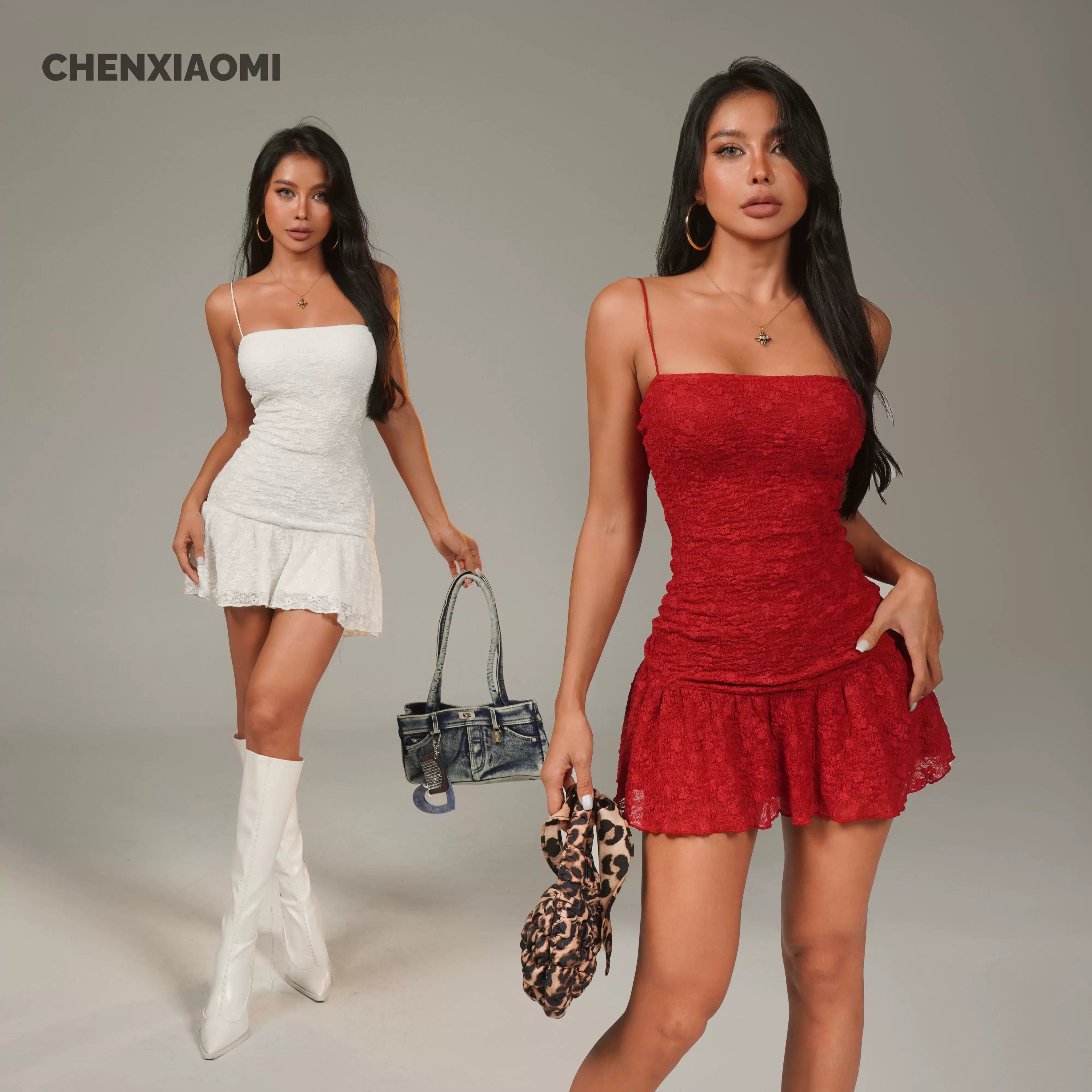 Jaghds | Slim Fit Lace Dress with Detachable Lining – European & American Style