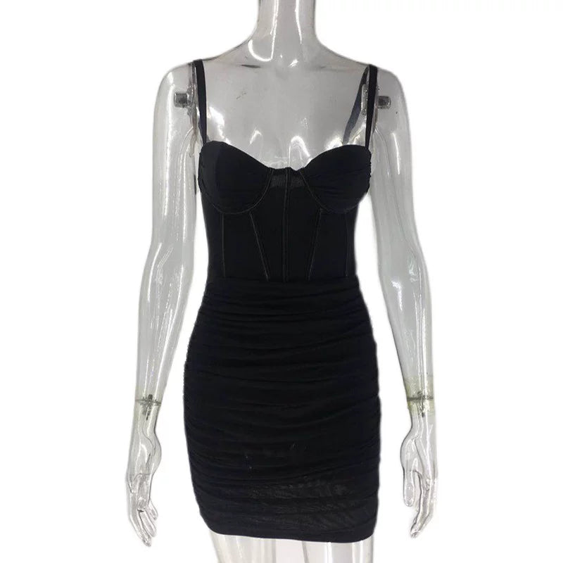 Jaghds | European and American Style Backless Suspender Pleated Dress